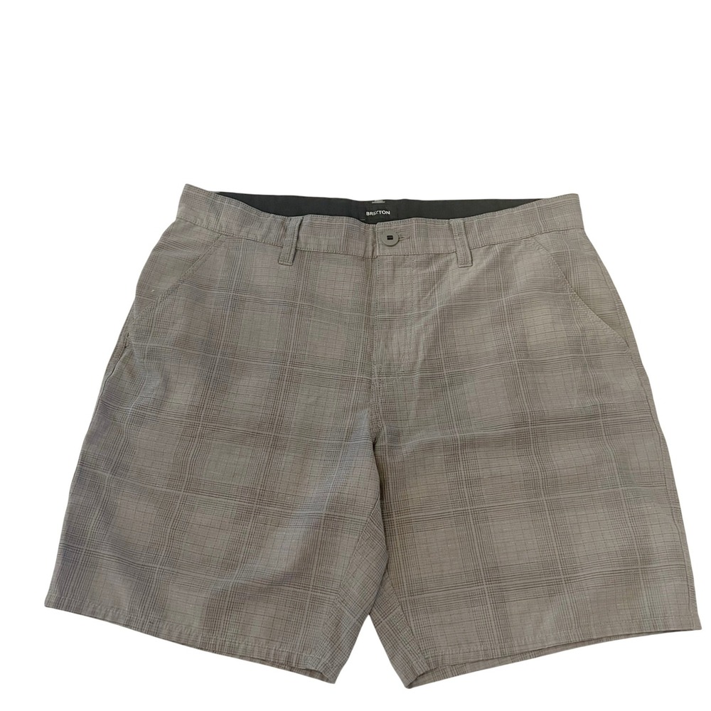 Brixton Mens Grey Plaid Hybrid Walk Shorts Size 36 Casual Skateboard Surf